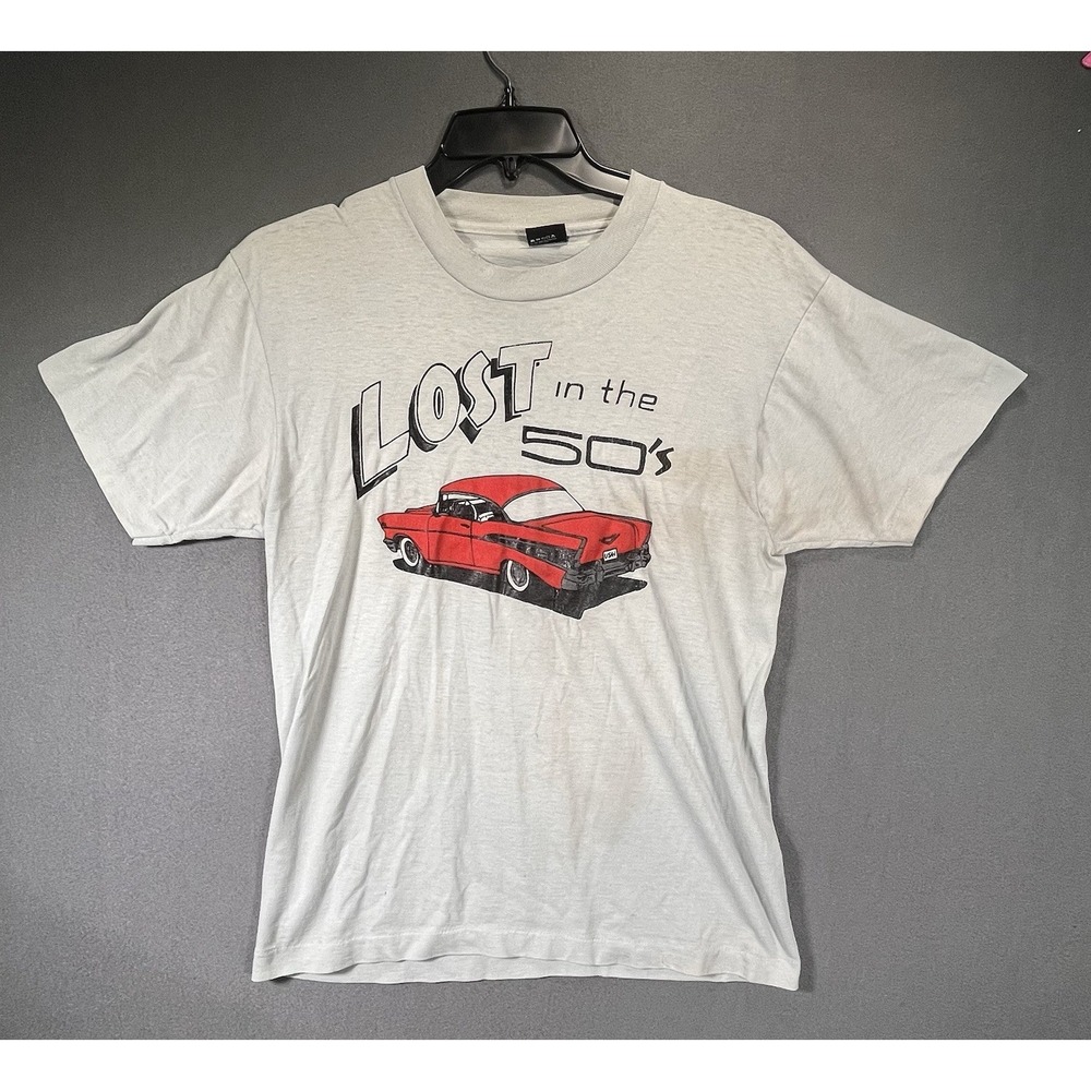 VTG Screen Stars Lost in the 50s Shirt L Chevy Bel Air Single Stitch SEE PICS